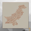 Carved wood artwork of the Pakistan map, carved in Diwani calligraphy featuring the names of its cities.