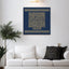 Wooden artwork featuring Surah Al-Fatiha in Square Kufic in the living room