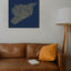 Syria map artwork displayed on a modern living room wall