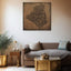 Algeria map, featuring the names of its cities in a living room.