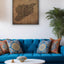 Syria map artwork displayed on a modern living room wall