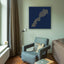 Morocco Map: Blue background, gold carve
