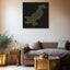 Pakistan Map: black background, gold carving