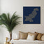 Pakistan Map: Blue background, gold carve