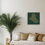 Iraq Map: Green background, gold carve
