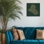 Iraq Map: Green background, gold carve
