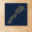 Morocco Map: Blue background, gold carve