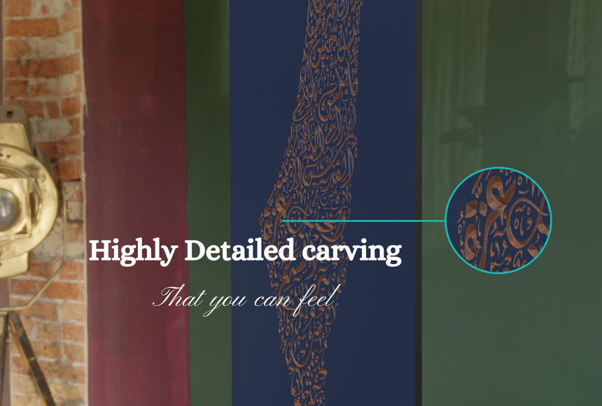 Morocco Map: Blue background, gold carve