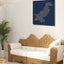 Pakistan Map: Blue background, gold carve