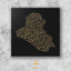 Iraq Map: black background, gold carving