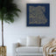 Egypt Map: blue background, gold carving
