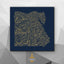 Egypt Map: blue background, gold carving