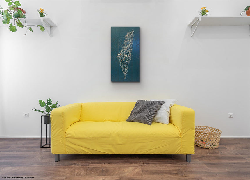 Palestine Map with Palestinian embroidery pattern texture